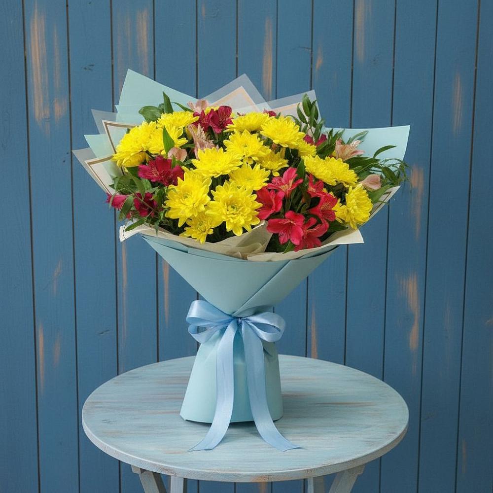 Букет цветов из: Альстромерии и Хризантемы в Тынде