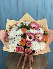 Букет цветов из:  Розы, Герберы и Хризантемы в Тынде