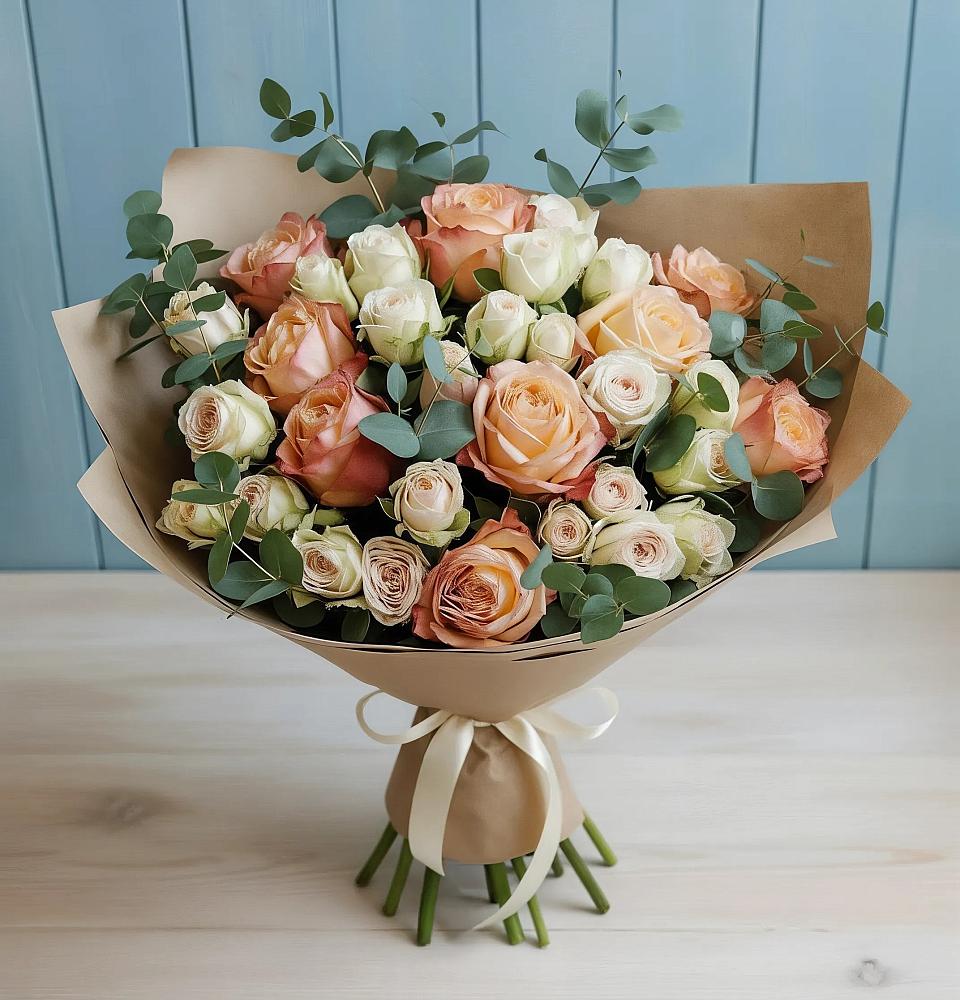 Букет цветов из: Альстромерии и Розы в Тынде