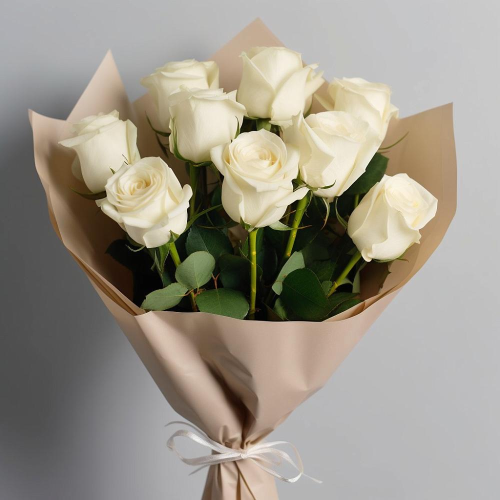 Букет 9 Белых роз Эдлесс Лав в Тынде