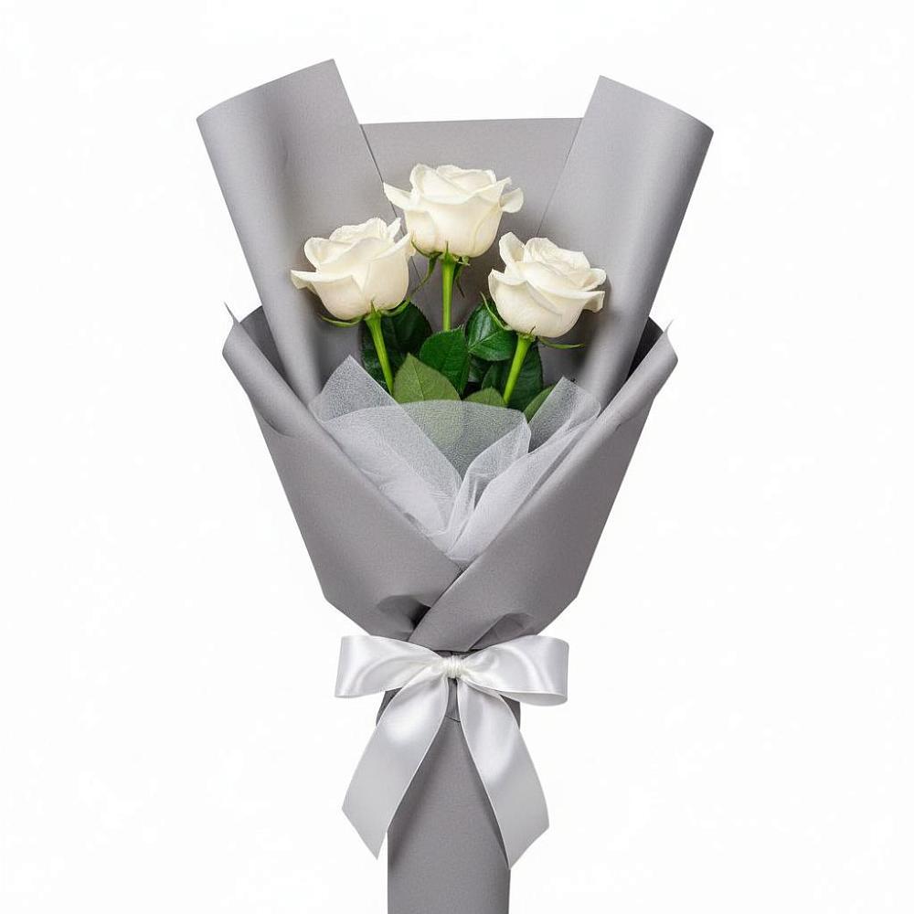 Букет 3 белые розы в Тынде