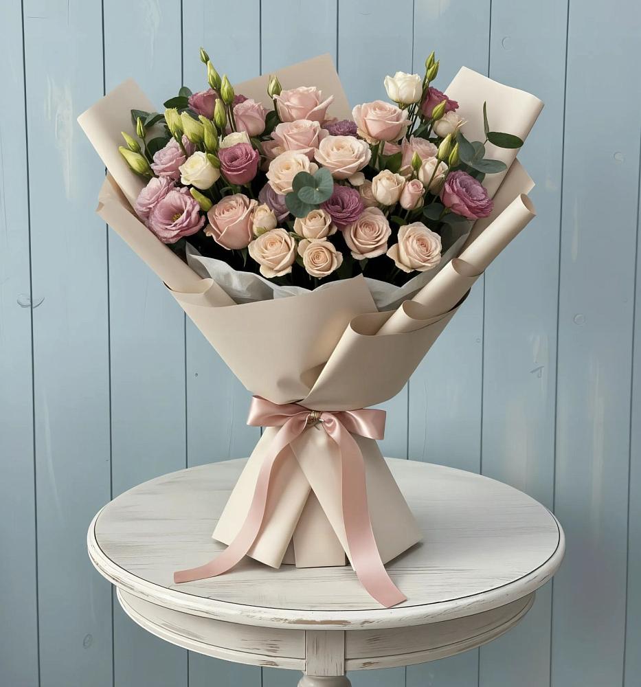 Букет цветов из: Розы и Лизиантусы в Тынде