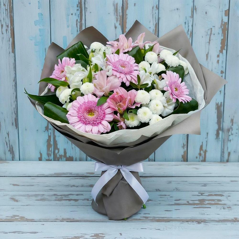 Букет цветов из: Герберы, Альстромерии и Хризантемы в Тынде