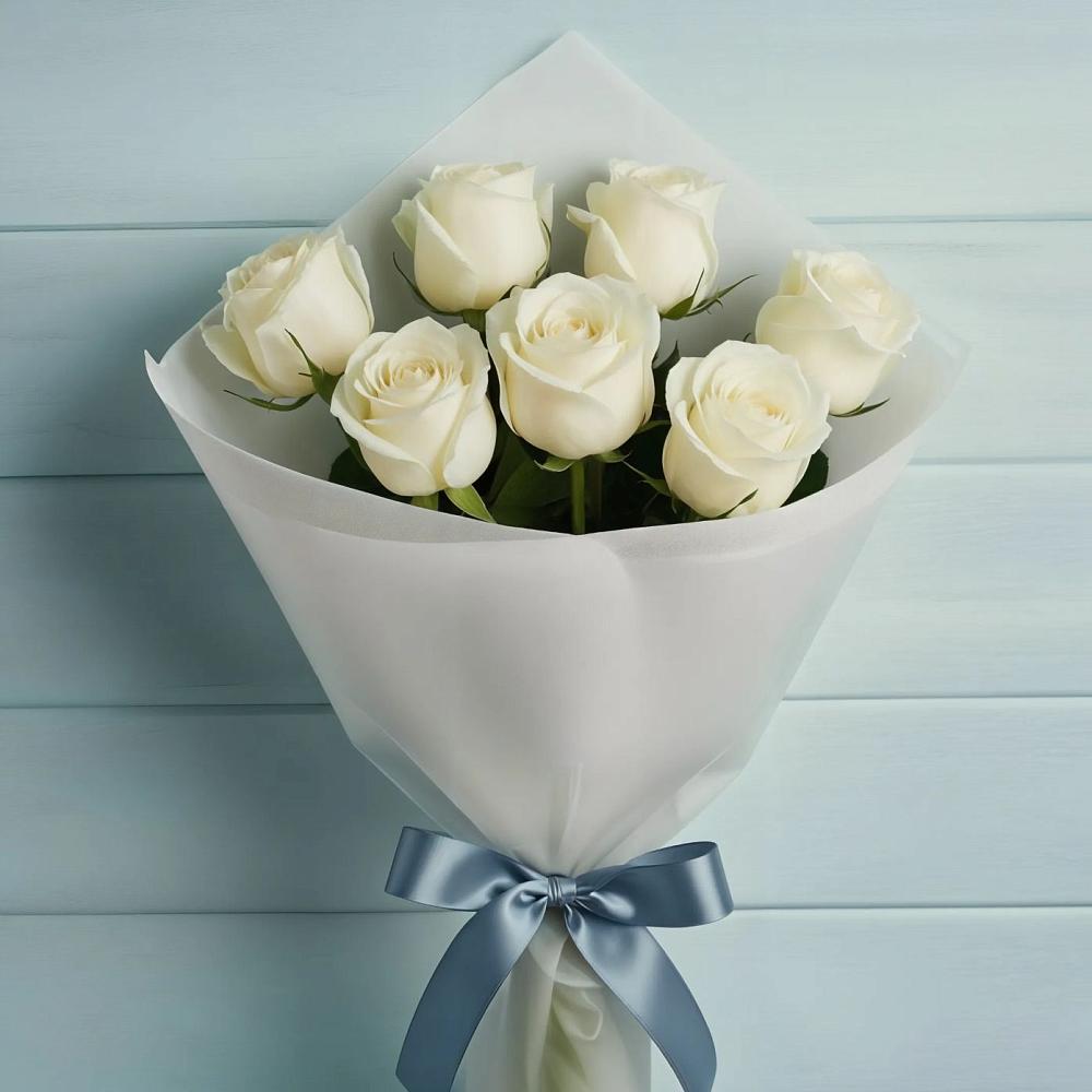 Букет 7 Белых роз Эдлесс Лав в Тынде